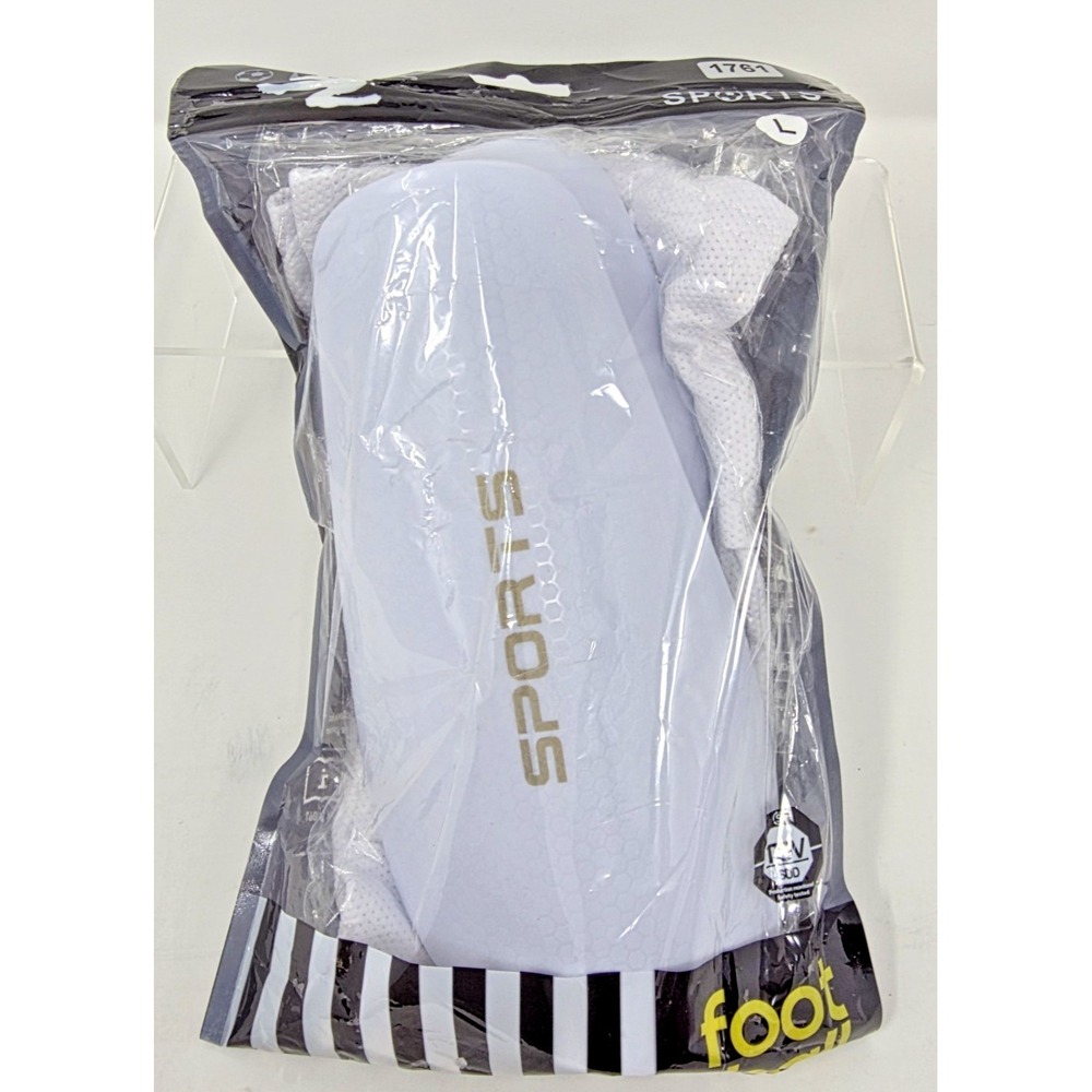 Adult Soccer Shin Guards White Large Dual Strap Hard Shell Shin Protection